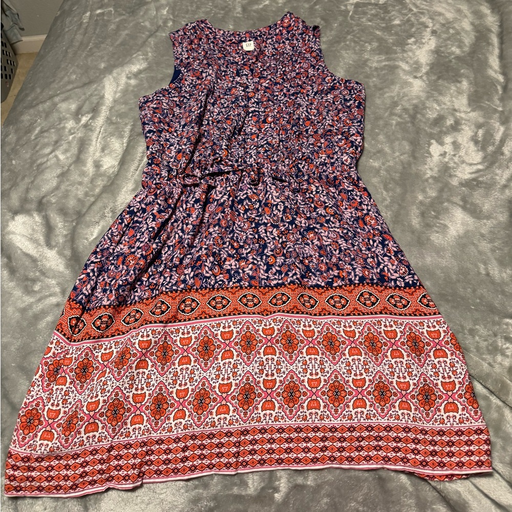 GAP Purple Blue Buttoned Peplum Sundress